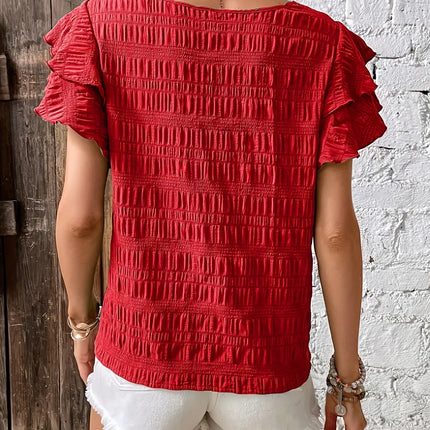 Women’s Smocked Ruffle Sleeve Top