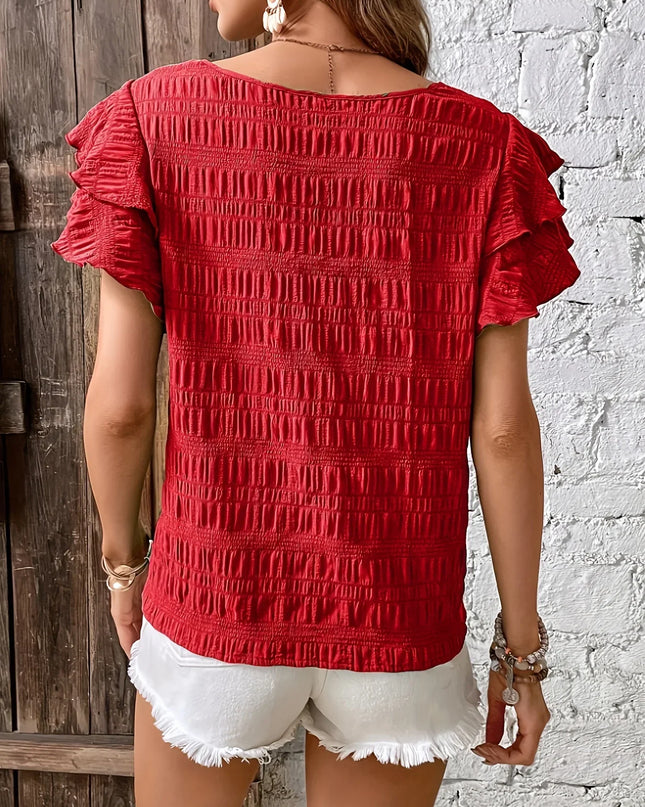 Women’s Smocked Ruffle Sleeve Top