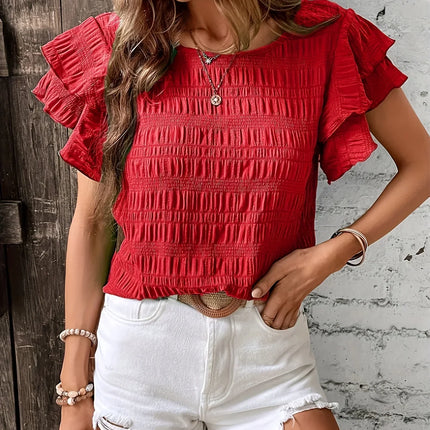 Women’s Smocked Ruffle Sleeve Top
