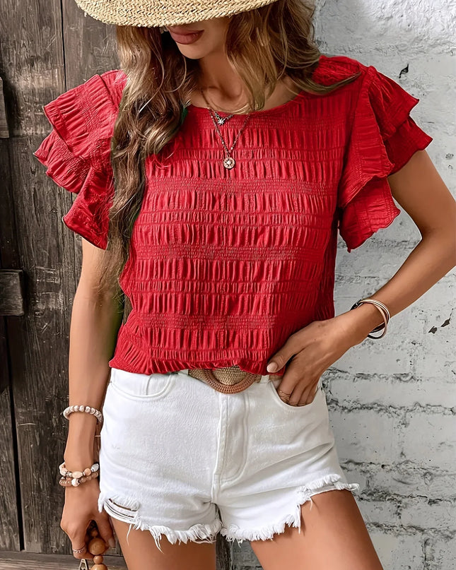 Women’s Smocked Ruffle Sleeve Top