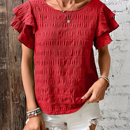 Women’s Smocked Ruffle Sleeve Top