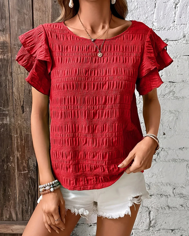 Women’s Smocked Ruffle Sleeve Top
