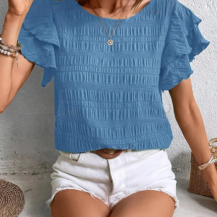 Women’s Smocked Ruffle Sleeve Top