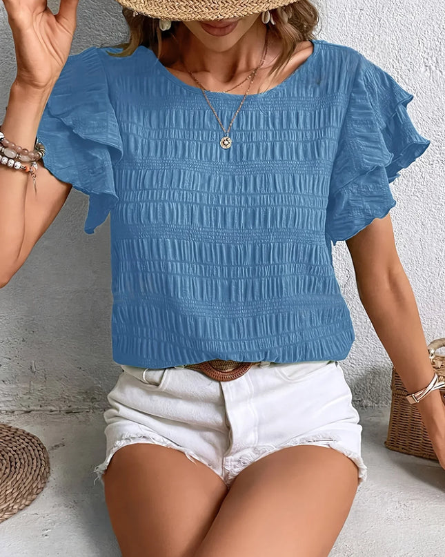 Women’s Smocked Ruffle Sleeve Top