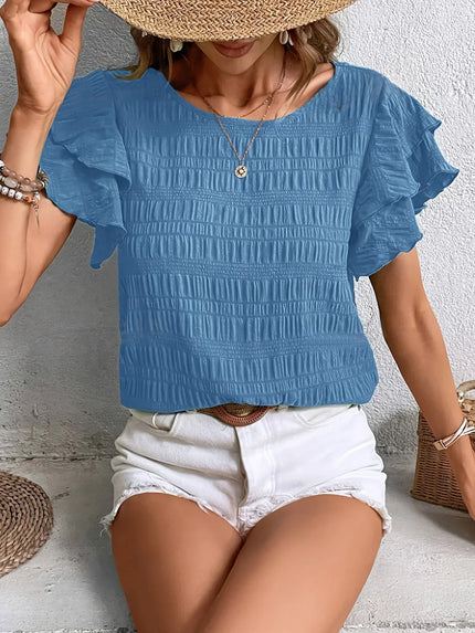 Women’s Smocked Ruffle Sleeve Top