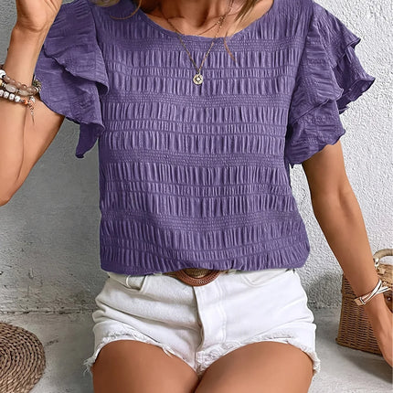 Women’s Smocked Ruffle Sleeve Top