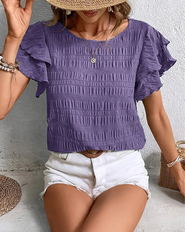Women’s Smocked Ruffle Sleeve Top
