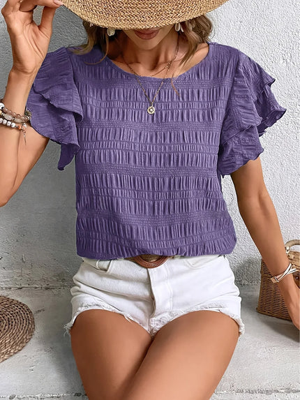 Women’s Smocked Ruffle Sleeve Top