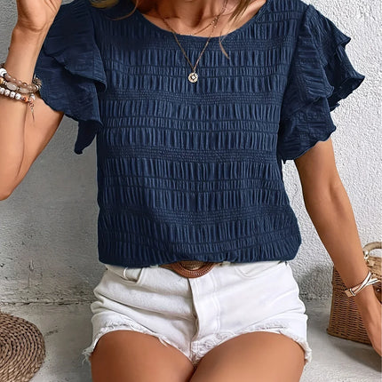 Women’s Smocked Ruffle Sleeve Top