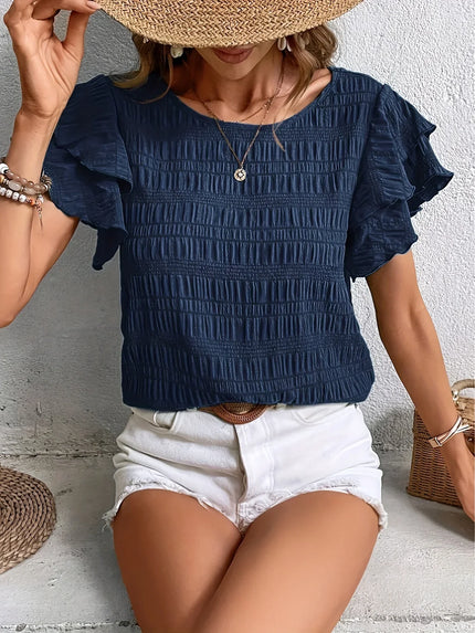Women’s Smocked Ruffle Sleeve Top