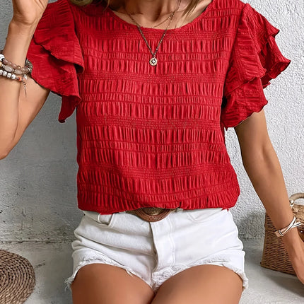 Women’s Smocked Ruffle Sleeve Top