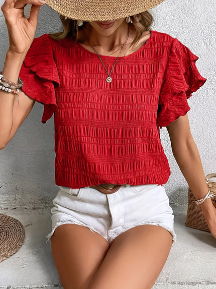 Women’s Smocked Ruffle Sleeve Top