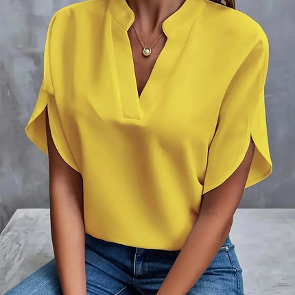 Women’s Split Neck Flutter Sleeve Blouse