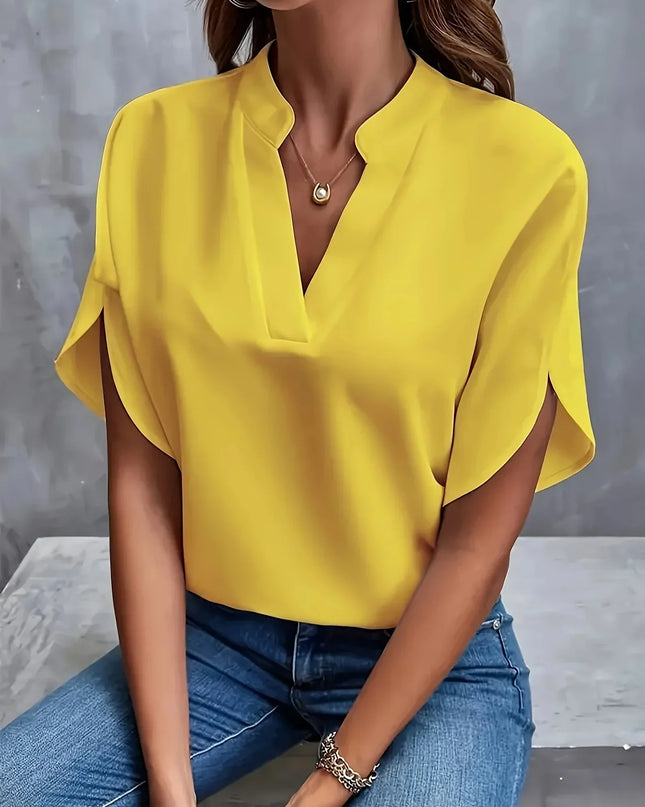 Women’s Split Neck Flutter Sleeve Blouse