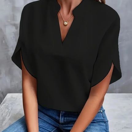 Women’s Split Neck Flutter Sleeve Blouse