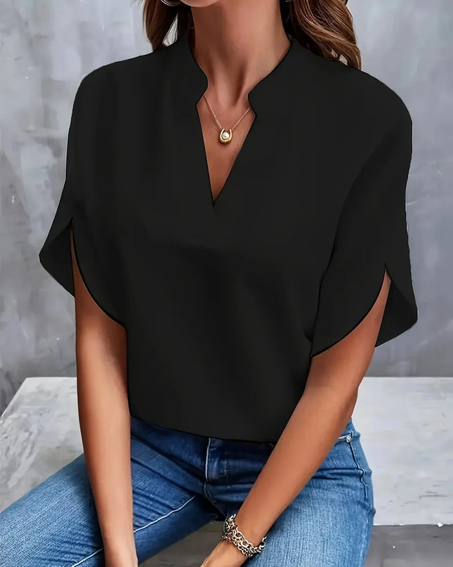 Women’s Split Neck Flutter Sleeve Blouse