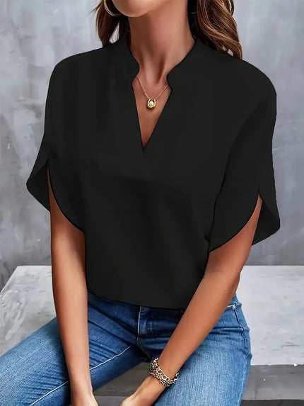 Women’s Split Neck Flutter Sleeve Blouse