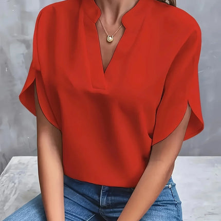 Women’s Split Neck Flutter Sleeve Blouse