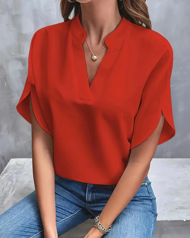 Women’s Split Neck Flutter Sleeve Blouse