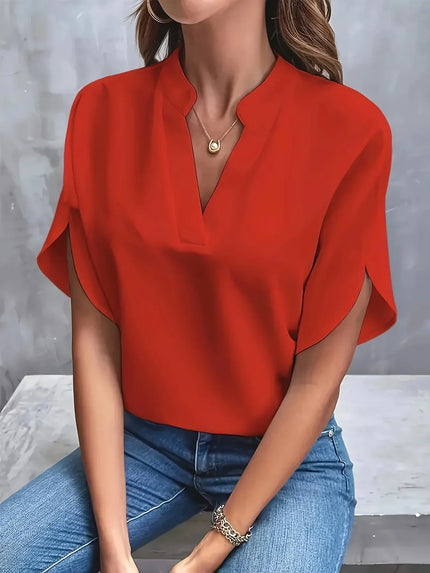Women’s Split Neck Flutter Sleeve Blouse