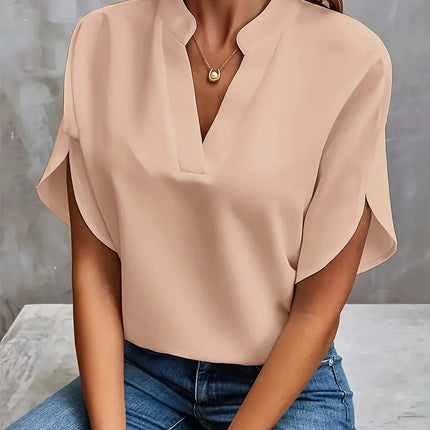 Women’s Split Neck Flutter Sleeve Blouse