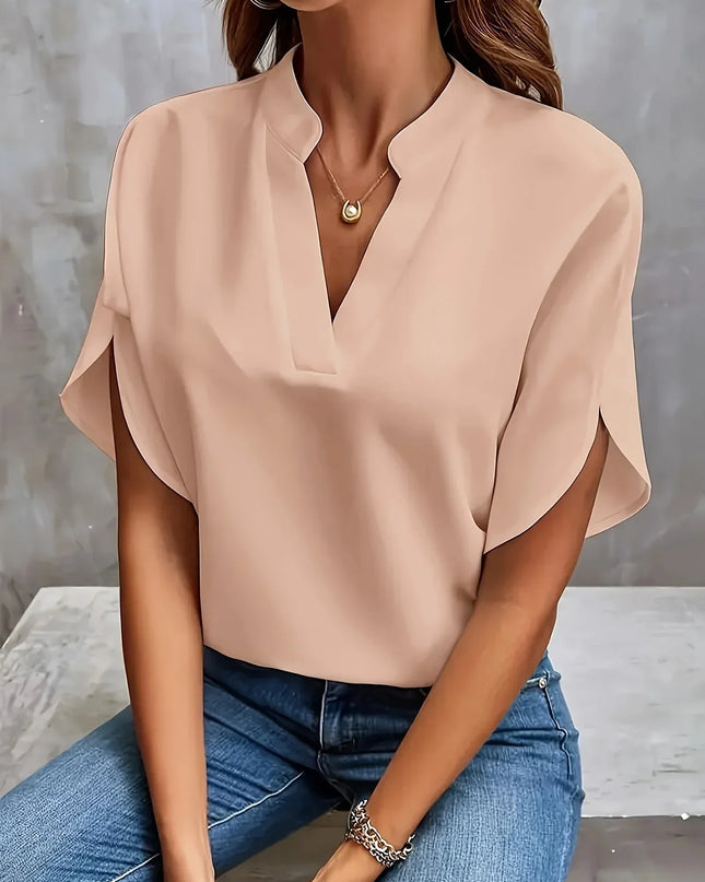 Women’s Split Neck Flutter Sleeve Blouse