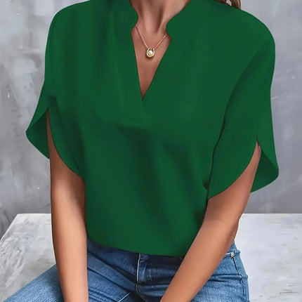 Women’s Split Neck Flutter Sleeve Blouse