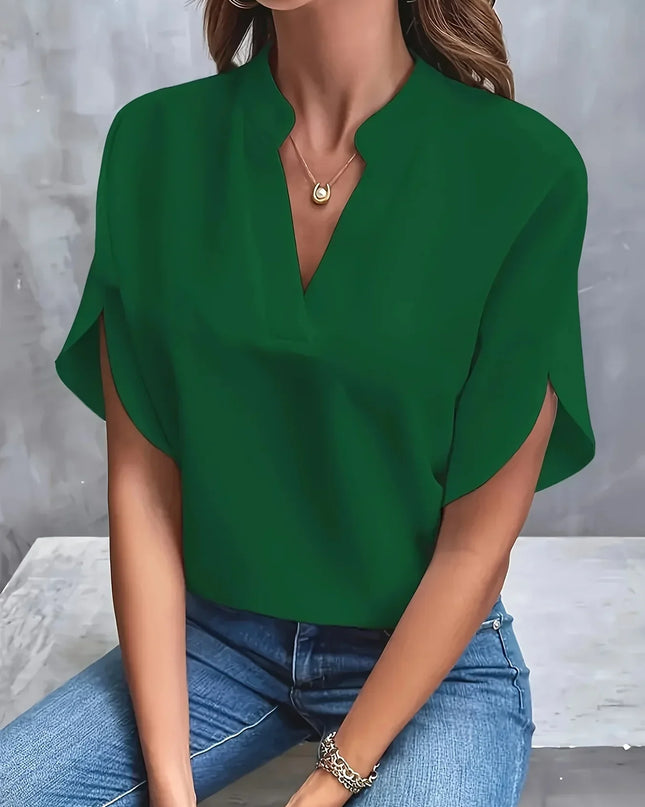 Women’s Split Neck Flutter Sleeve Blouse