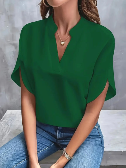 Women’s Split Neck Flutter Sleeve Blouse