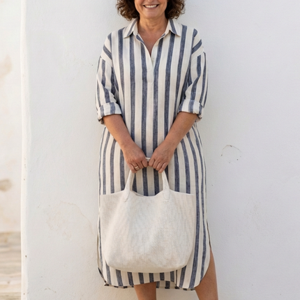 Women’s Stripe Collared Maxi Dress