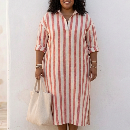 Women’s Stripe Collared Maxi Dress