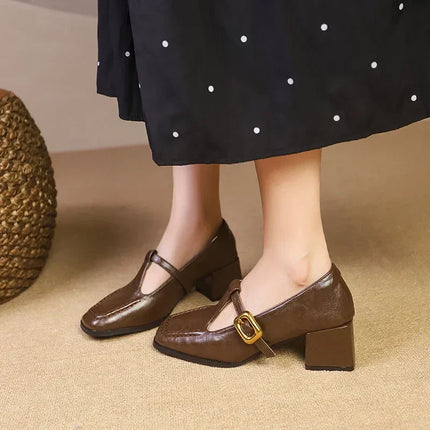 Women’s T-Strap Block Heel Pumps