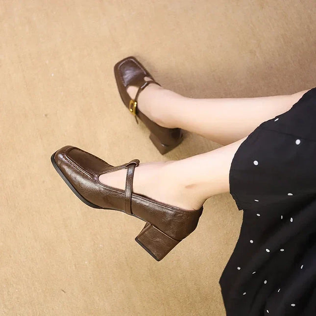 Women’s T-Strap Block Heel Pumps
