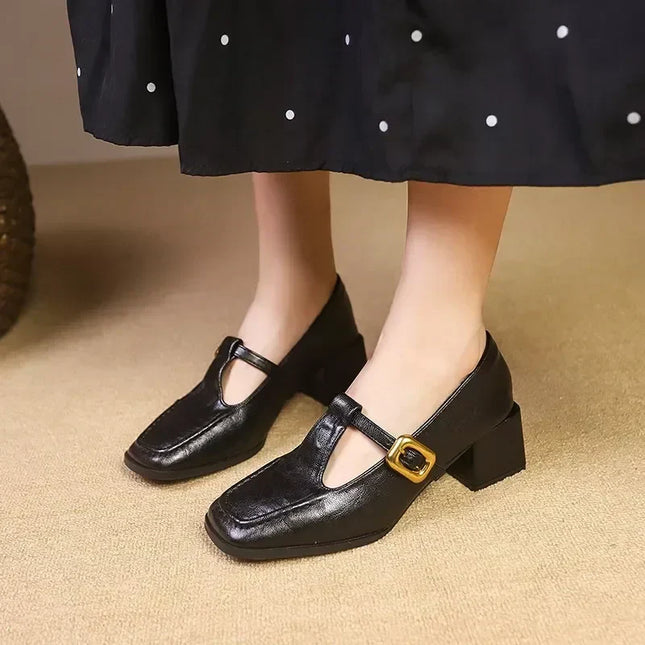Women’s T-Strap Block Heel Pumps