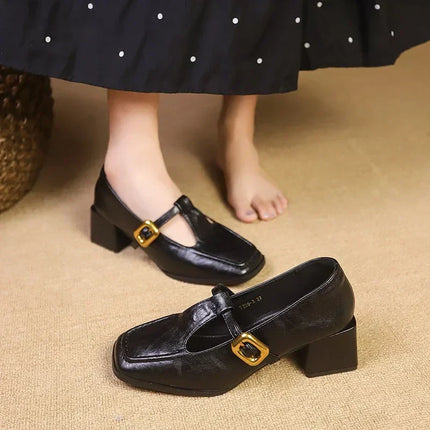 Women’s T-Strap Block Heel Pumps