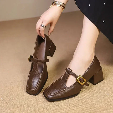Women’s T-Strap Block Heel Pumps