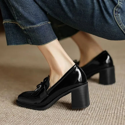 Women’s Tassel Loafer Block Heel Pumps