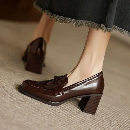 Women’s Tassel Loafer Block Heel Pumps