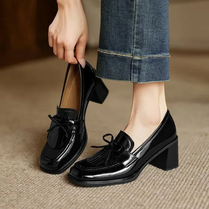 Women’s Tassel Loafer Block Heel Pumps