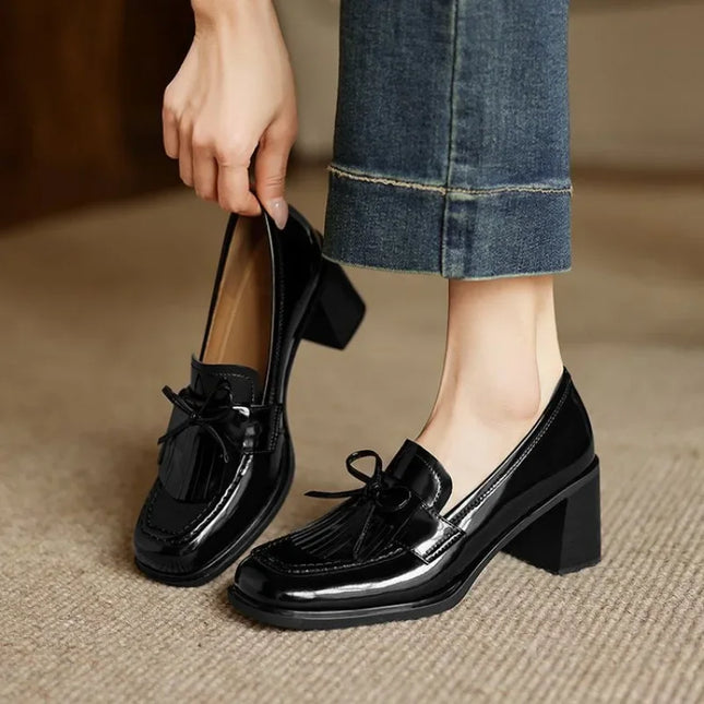 Women’s Tassel Loafer Block Heel Pumps