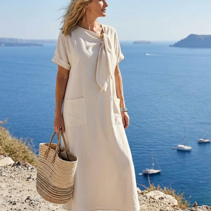 Women’s Tie Neck Pocket Maxi Dress