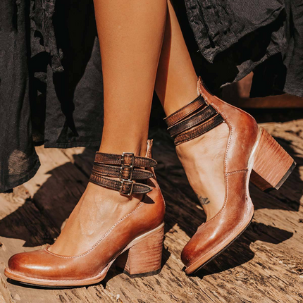 Women’s Triple Buckle Cutout Ankle Boots