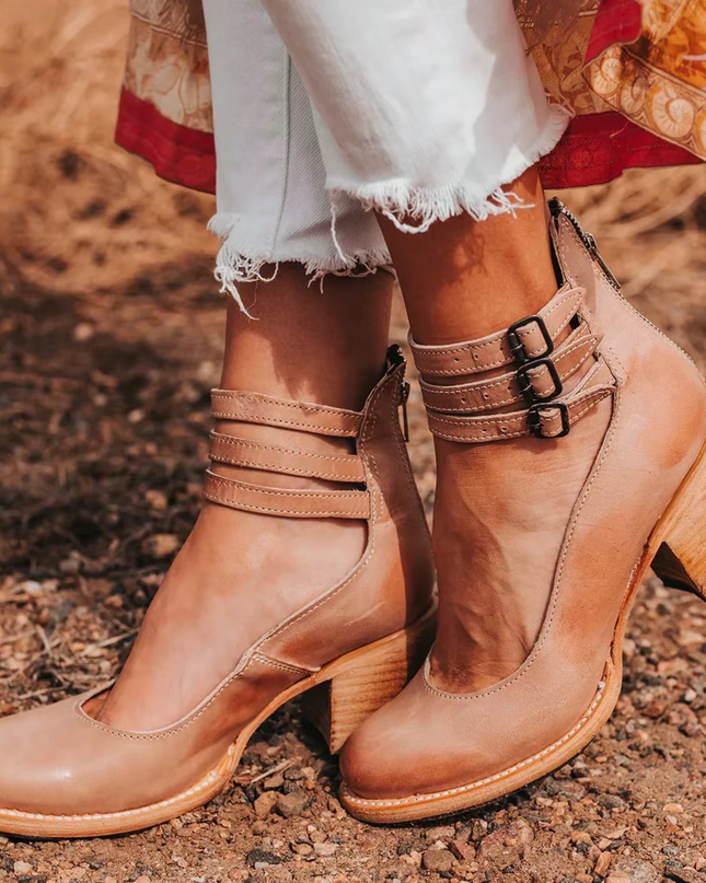 Women’s Triple Buckle Cutout Ankle Boots