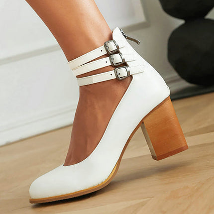 Women’s Triple Strap Block Heel Pumps
