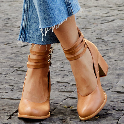 Women’s Triple Strap Block Heel Pumps