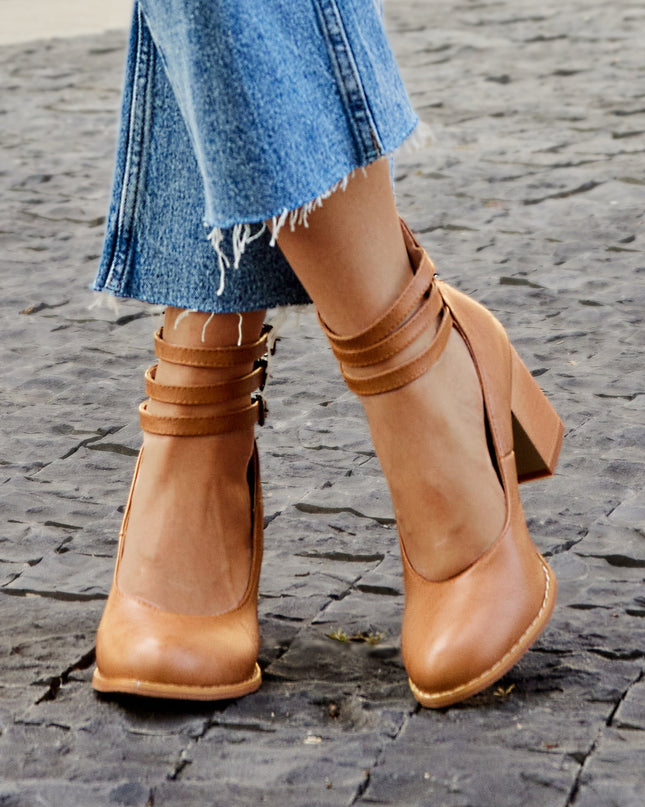 Women’s Triple Strap Block Heel Pumps