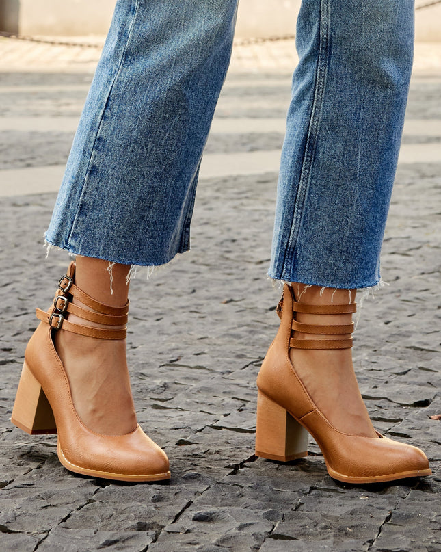 Women’s Triple Strap Block Heel Pumps