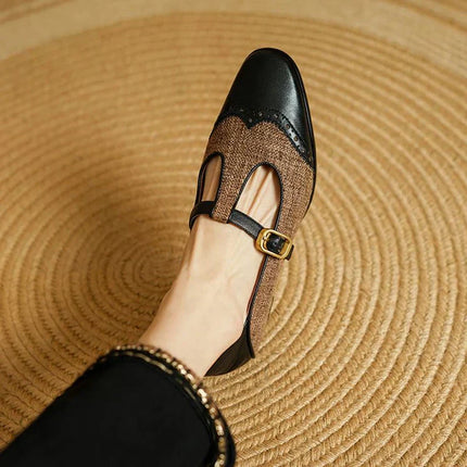 Women’s Tweed Mary Jane Block Heel Shoes