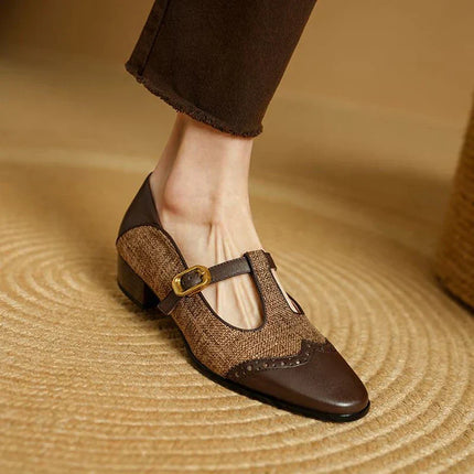 Women’s Tweed Mary Jane Block Heel Shoes