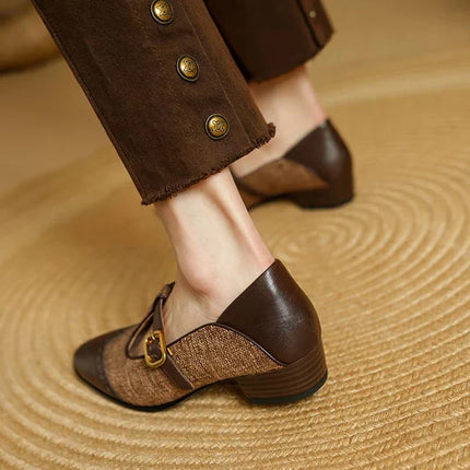 Women’s Tweed Mary Jane Block Heel Shoes